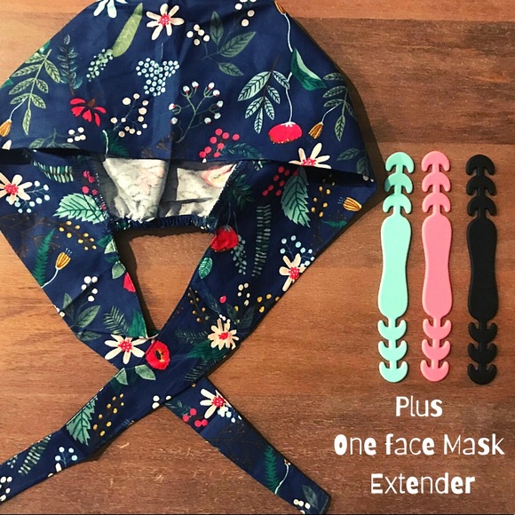 NEW Scrub cap/hat w. DOUBLE Sweatband + extender - Picture 2 of 3